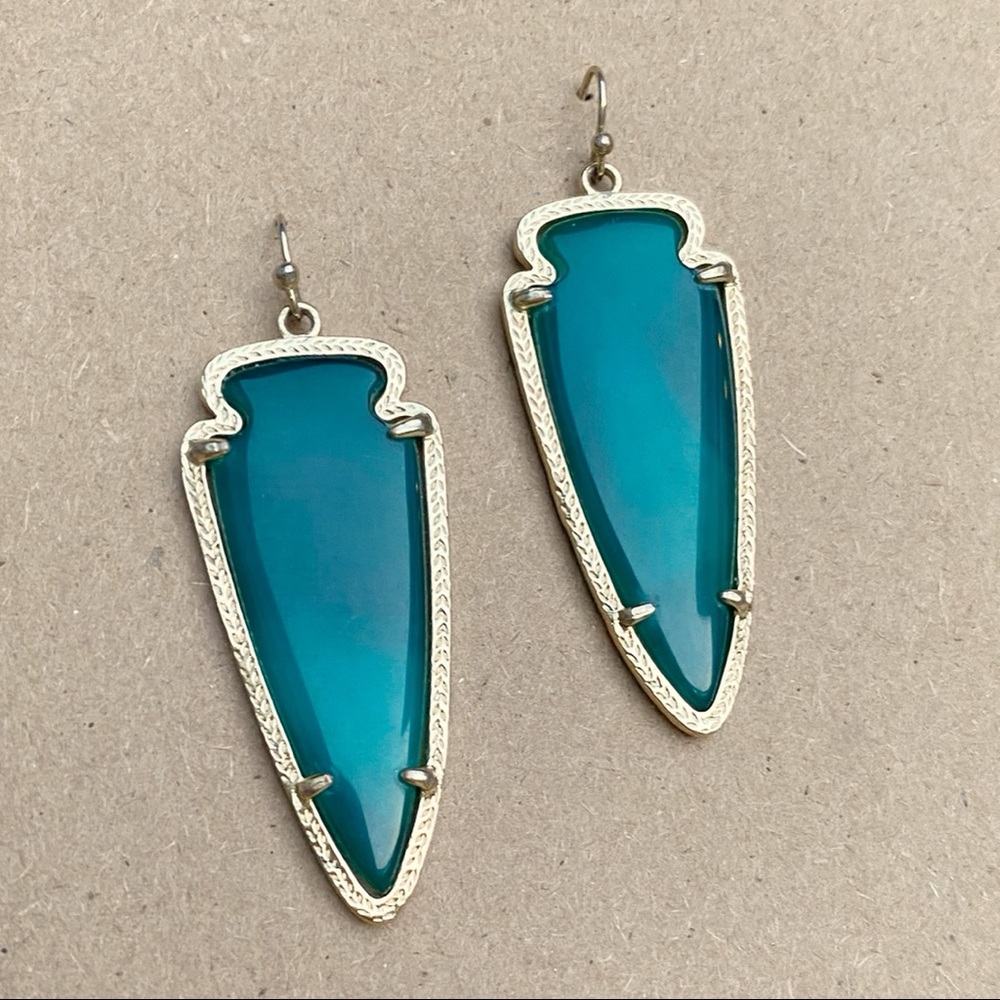 Teal Kendra Scott earring white gold toned hardware